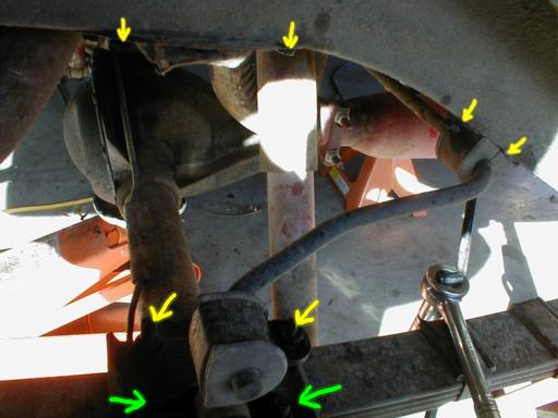 Remove rear swaybar & replace bumpstops as needed.